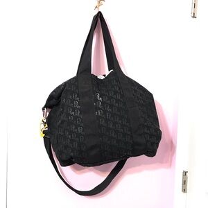 Diet starts Monday Black canvas Monogram Travel Duffel Bag